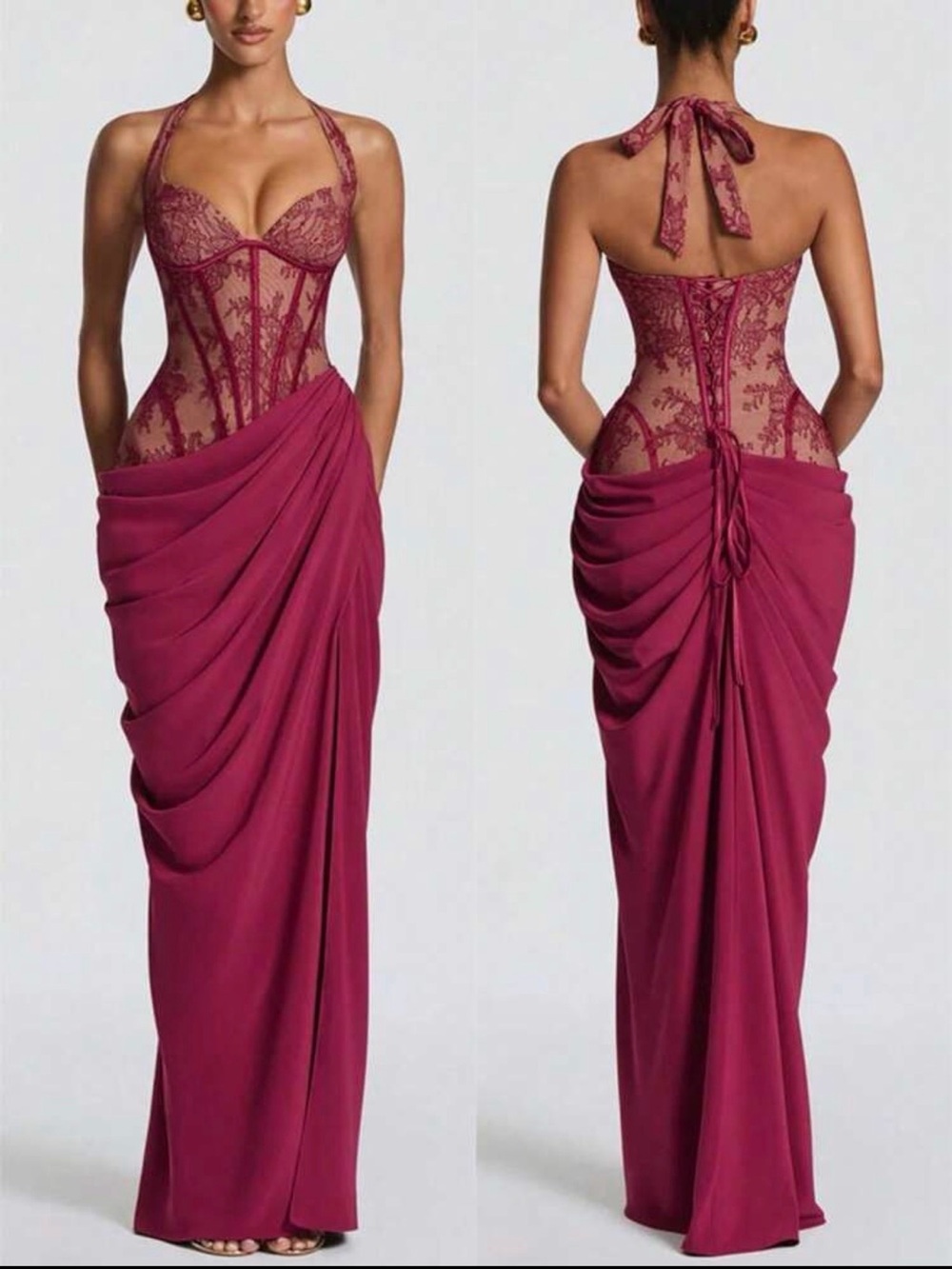 BRAND NEW Elegant Halter Lace Corset Gown